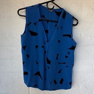 Vince Abstract Blue and Black Sleeveless Blouse - XS